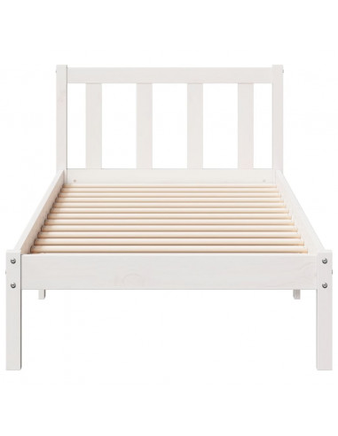 Letto Extra Lungo senza Materasso Bianco 80x220 cm in Pino