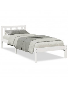 Letto Extra Lungo senza Materasso Bianco 90x210 cm in Pino 2