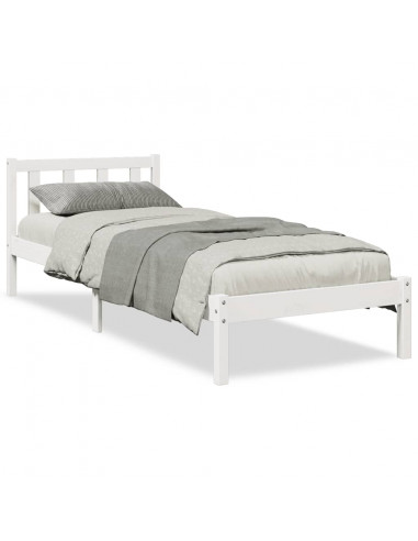 Letto Extra Lungo senza Materasso Bianco 90x210 cm in Pino