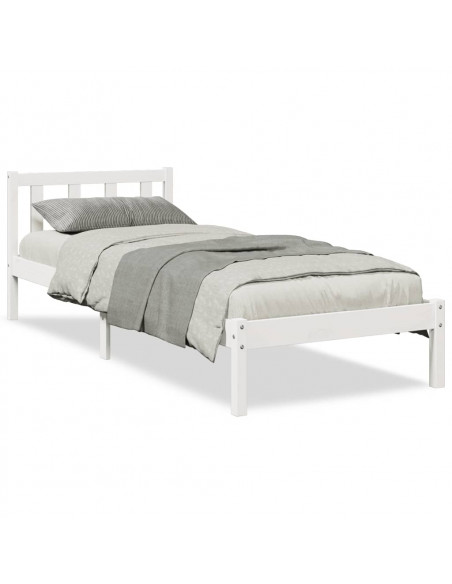 Letto Extra Lungo senza Materasso Bianco 90x210 cm in Pino