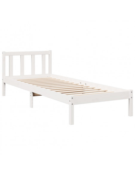 Letto Extra Lungo senza Materasso Bianco 90x220 cm in Pino