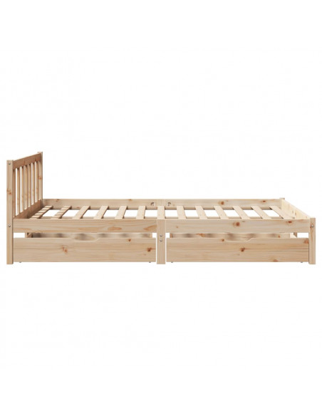 Letto senza Materasso 135x190 cm in Legno Massello di Pino