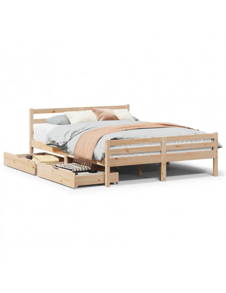 Letto senza Materasso 135x190 cm in Legno Massello di Pino