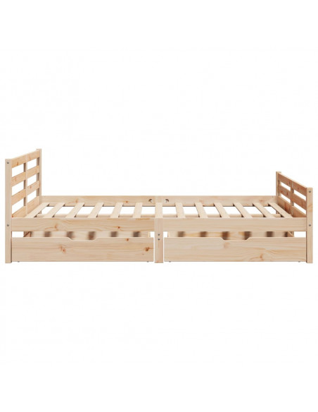 Letto senza Materasso 135x190 cm in Legno Massello di Pino
