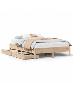 Letto senza Materasso 135x190 cm in Legno Massello di Pino 2