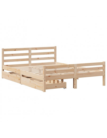 Letto senza Materasso 140x190 cm in Legno Massello di Pino