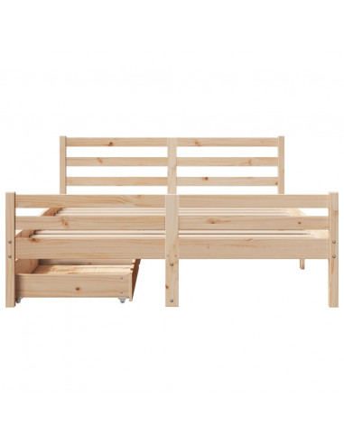 Letto senza Materasso 140x190 cm in Legno Massello di Pino