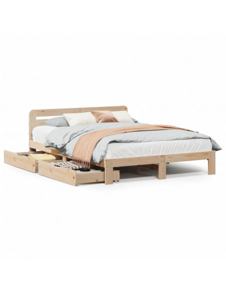 Letto senza Materasso 140x190 cm in Legno Massello di Pino