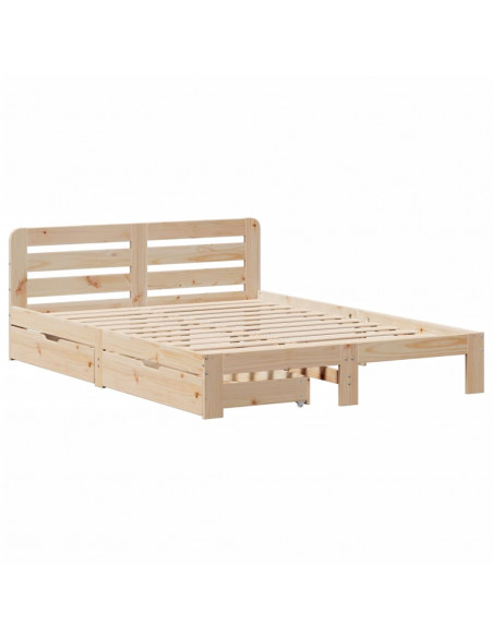 Letto senza Materasso 140x190 cm in Legno Massello di Pino