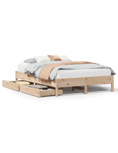 Letto senza Materasso 140x190 cm in Legno Massello di Pino