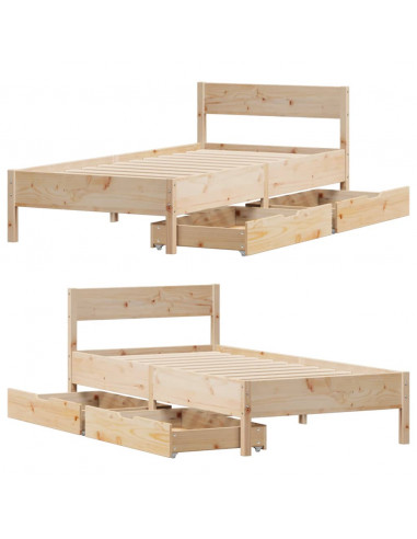 Letto senza Materasso 75x190 cm in Legno Massello Pino