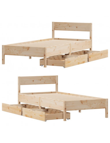 Letto senza Materasso 90x190 cm in Legno Massello di Pino