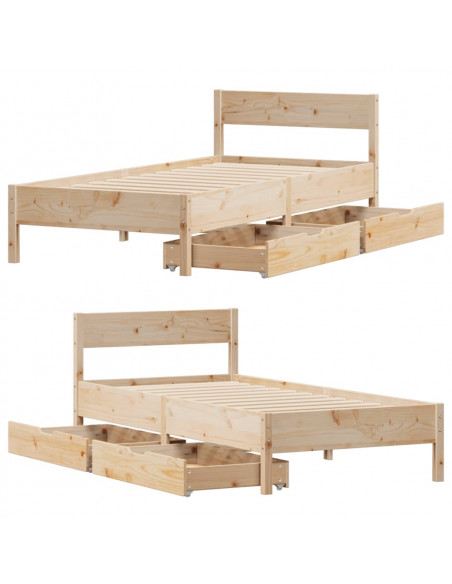 Letto senza Materasso 90x190 cm in Legno Massello di Pino