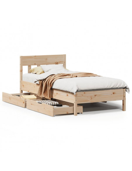 Letto senza Materasso 90x190 cm in Legno Massello di Pino