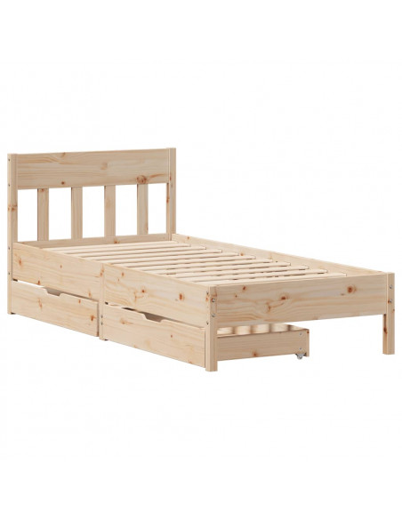 Letto senza Materasso 90x190 cm in Legno Massello di Pino