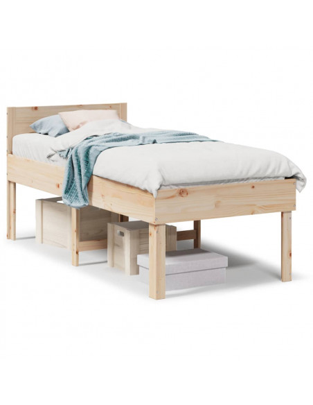 Letto senza Materasso 90x200 cm in Legno Massello di Pino