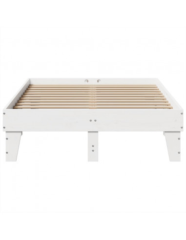 Letto senza Materasso Bianco 120x190 cm Legno Massello di Pino