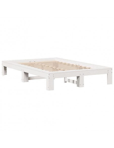 Letto senza Materasso Bianco 120x190 cm Legno Massello di Pino