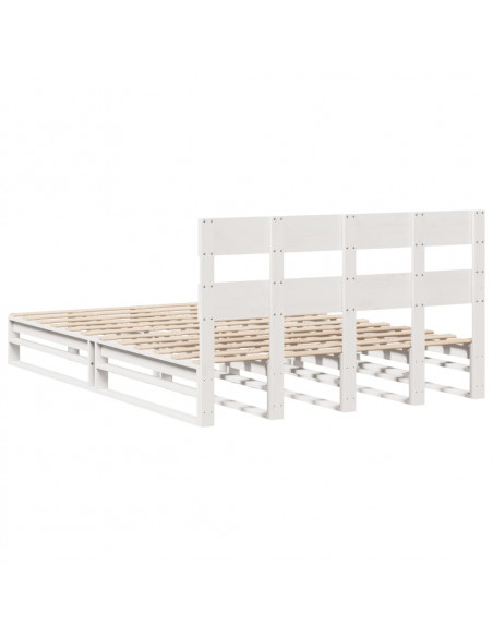 Letto senza Materasso Bianco 120x200 cm Legno Massello di Pino