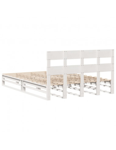 Letto senza Materasso Bianco 135x190 cm Legno Massello di Pino