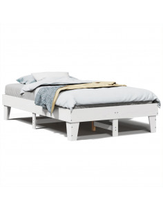Letto senza Materasso Bianco 135x190 cm Legno Massello di Pino 2