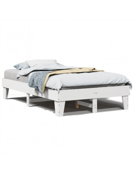 Letto senza Materasso Bianco 135x190 cm Legno Massello di Pino