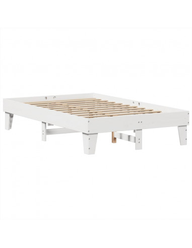 Letto senza Materasso Bianco 135x190 cm Legno Massello di Pino