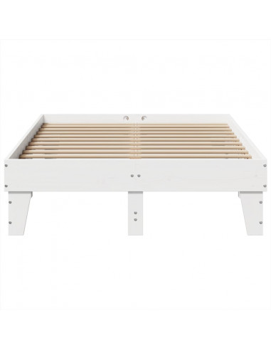 Letto senza Materasso Bianco 135x190 cm Legno Massello di Pino