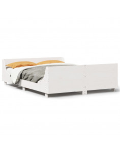 Letto senza Materasso Bianco 140x190 cm Legno Massello di Pino 2