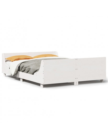Letto senza Materasso Bianco 140x190 cm Legno Massello di Pino