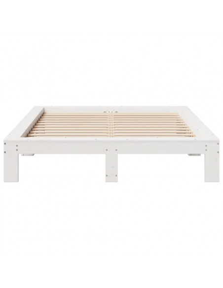 Letto senza Materasso Bianco 140x190 cm Legno Massello di Pino