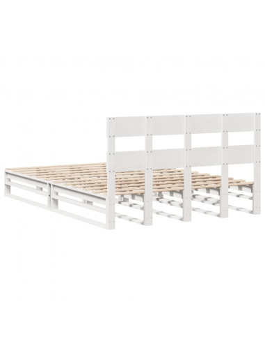 Letto senza Materasso Bianco 150x200 cm Legno Massello di Pino