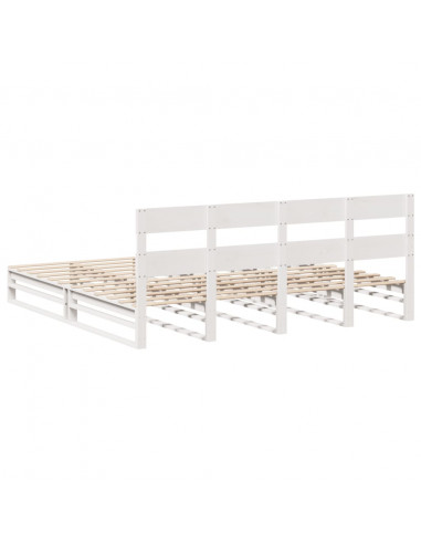 Letto senza Materasso Bianco 180x200 cm Legno Massello di Pino