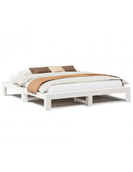 Letto senza Materasso Bianco 180x200 cm Legno Massello di Pino
