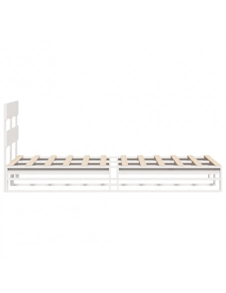 Letto senza Materasso Bianco 75x190 in Legno Massello di Pino