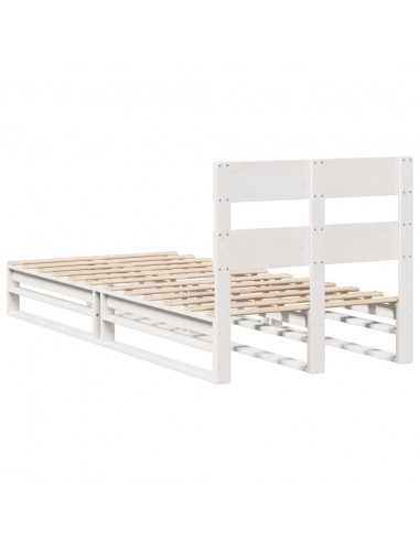 Letto senza Materasso Bianco 75x190 in Legno Massello di Pino