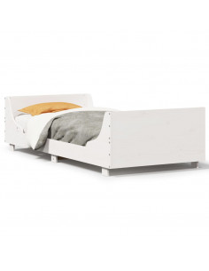 Letto senza Materasso Bianco 90x190 cm in Legno Massello Pino 2