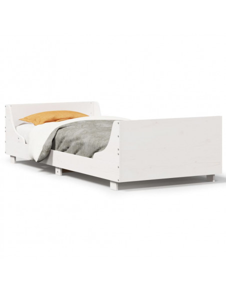Letto senza Materasso Bianco 90x190 cm in Legno Massello Pino
