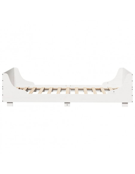 Letto senza Materasso Bianco 90x190 cm in Legno Massello Pino