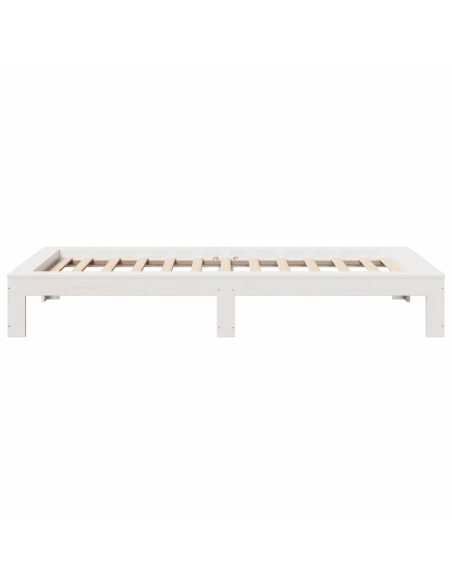 Letto senza Materasso Bianco 90x190 cm in Legno Massello Pino