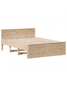 Letto senza Materasso con Testiera 160x200 cm in Legno di Pino 2