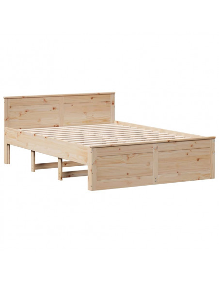 Letto senza Materasso con Testiera 160x200 cm in Legno di Pino
