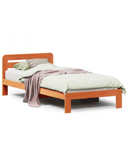 Letto senza Materasso Marrone Cera 100x200 cm in Legno di Pino