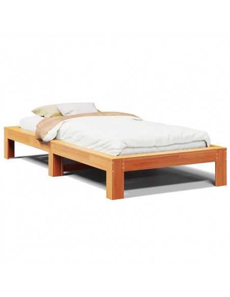 Letto senza Materasso Marrone Cera 100x200 cm in Legno di Pino
