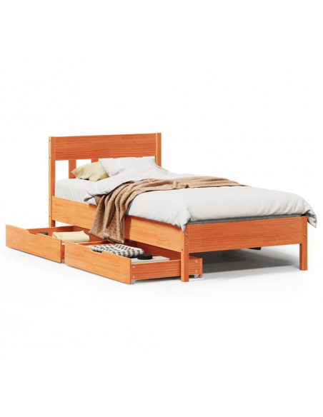 Letto senza Materasso Marrone Cera 100x200 cm in Legno di Pino