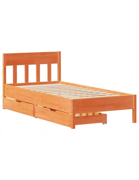 Letto senza Materasso Marrone Cera 100x200 cm in Legno di Pino