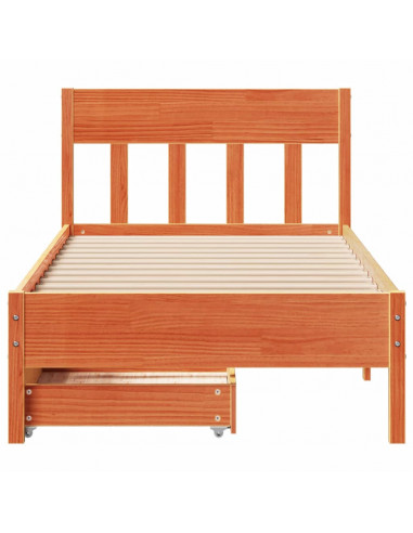 Letto senza Materasso Marrone Cera 100x200 cm in Legno di Pino