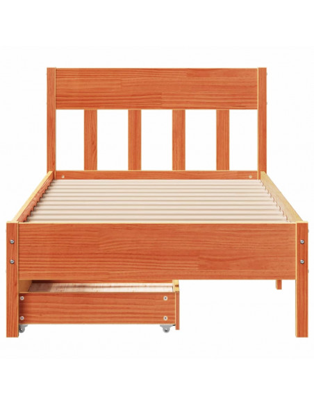 Letto senza Materasso Marrone Cera 100x200 cm in Legno di Pino