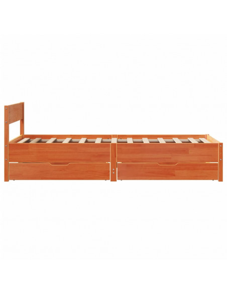 Letto senza Materasso Marrone Cera 100x200 cm in Legno di Pino