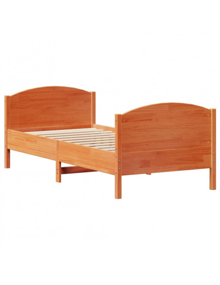 Letto senza Materasso Marrone Cera 100x200 cm in Legno di Pino